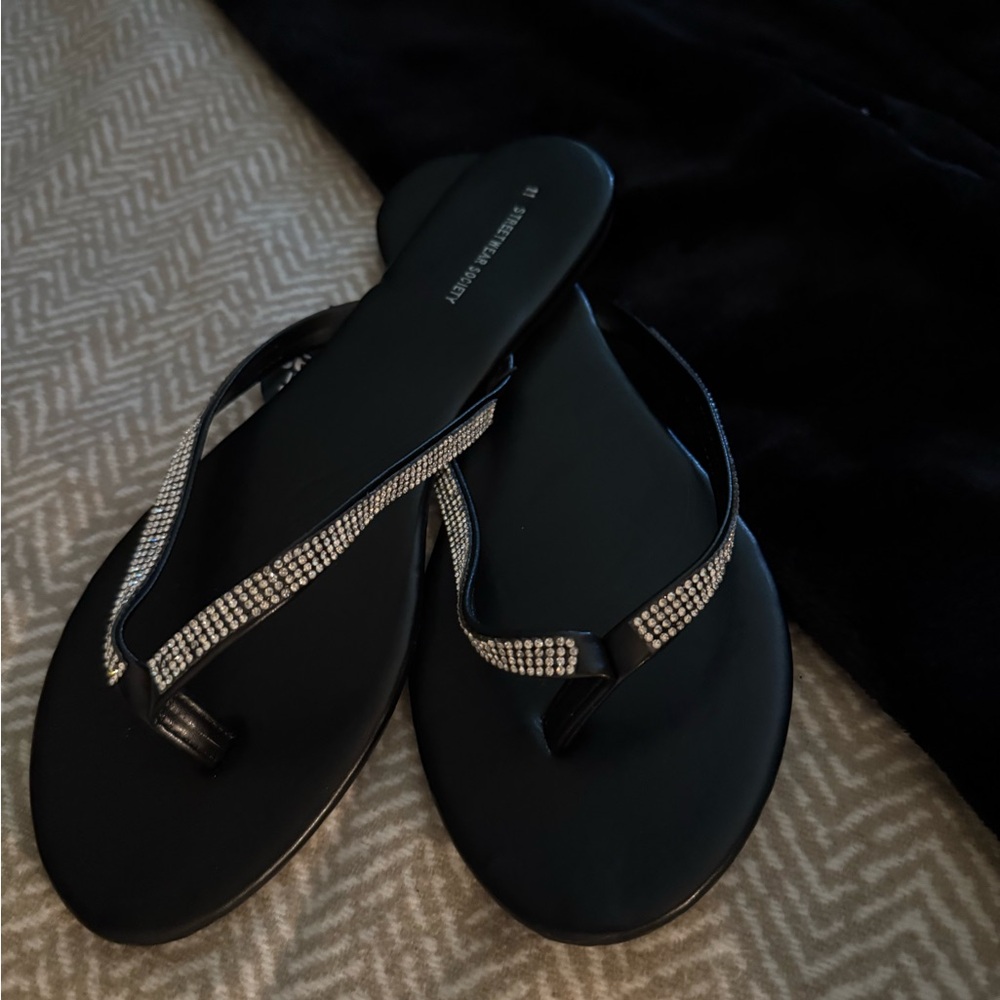 Chic Black Rhinestone Sandals